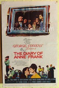 7y199 DIARY OF ANNE FRANK 1sh '59 Millie Perkins as Jewish girl in hiding in World War II!