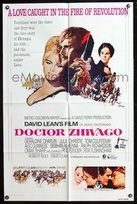 7y206 DOCTOR ZHIVAGO int'l 1sh '65 Omar Sharif, Julie Christie, David Lean epic, Terpning art!