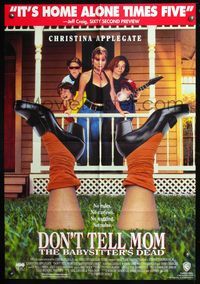 7y214 DON'T TELL MOM THE BABYSITTER'S DEAD video 1sh '91 sexy Christina Applegate, wacky image!