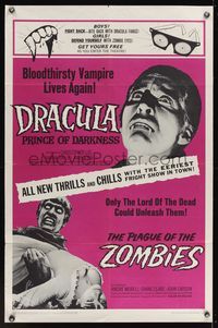7y217 DRACULA PRINCE OF DARKNESS/PLAGUE OF THE ZOMBIES 1sh '66 Vampires and Zombies!