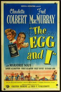 7y235 EGG & I 1sh '47 Claudette Colbert, MacMurray, first Ma & Pa Kettle, by Betty MacDonald!