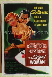 7y799 SECOND WOMAN 1sh '50 Robert Young & pretty Betsy Drake, film noir!