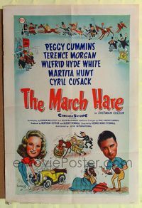 7y606 MARCH HARE English 1sh '56 wacky art of Peggy Cummins & Terence Morgan!