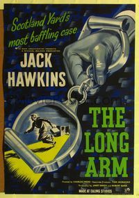 7y914 THIRD KEY English 1sh '56 cool art of Jack Hawkins with safecracker, The Long Arm!