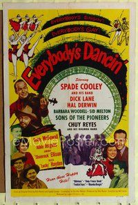 7y248 EVERYBODY'S DANCIN' 1sh '50 art of sexy dancers w/Spade Cooley & His Band!