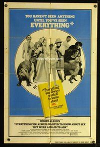 7y250 EVERYTHING YOU ALWAYS WANTED TO KNOW ABOUT SEX style B 1sh '72 Woody Allen directed, wacky!