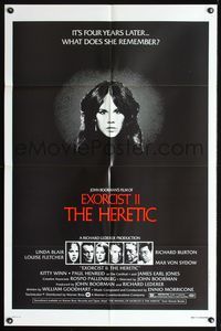 7y255 EXORCIST II: THE HERETIC 1sh '77 Linda Blair, Boorman's sequel to Friedkin's movie!