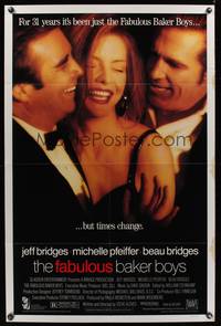 7y258 FABULOUS BAKER BOYS DS 1sh '89 Jeff & Beau Bridges, sexy Michelle Pfeiffer!