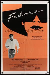 7y267 FEDORA 1sh '78 Billy Wilder directed, William Holden, cool art of Marthe Keller!