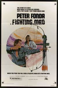 7y274 FIGHTING MAD 1sh '76 Jonathan Demme, cool art of archer Peter Fonda!