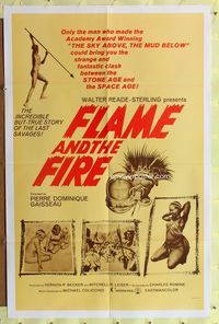 7y289 FLAME & THE FIRE 1sh '66 Pierre Dominique Gaisseau, naked African natives!
