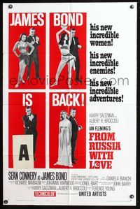 7y305 FROM RUSSIA WITH LOVE style B 1sh '64 Sean Connery is Ian Fleming's James Bond 007!