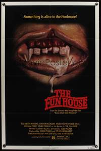 7y308 FUNHOUSE 1sh '81 Tobe Hooper, creepy gruesome teeth horror image!