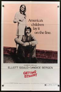 7y320 GETTING STRAIGHT revised 1sh '70 Candice Bergen & Elliott Gould lay it on the line!