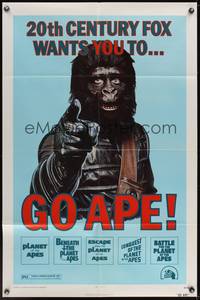 7y332 GO APE 1sh '74 5-bill Planet of the Apes, wonderful Uncle Sam parody art!