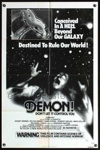 7y334 GOD TOLD ME TO 1sh '76 Larry Cohen directed, wild satanic sci-fi, Demon!