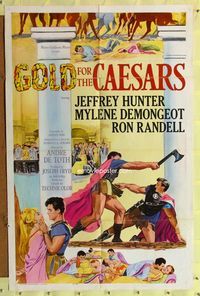 7y336 GOLD FOR THE CAESARS int'l 1sh '64 Jeffrey Hunter, Mylene Demongeot, Oro Per I Cesari