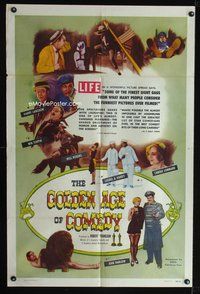 7y338 GOLDEN AGE OF COMEDY 1sh '58 Laurel & Hardy, Jean Harlow, winner of 2 Academy Awards!