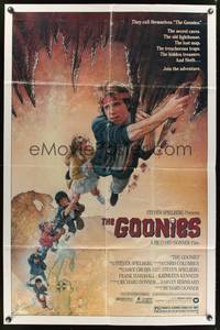 7y345 GOONIES 1sh '85 Josh Brolin, teen adventure classic, Drew Struzan art!