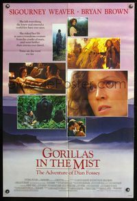 7y347 GORILLAS IN THE MIST int'l 1sh '88 Sigourney Weaver as Dian Fossey, in the jungle!