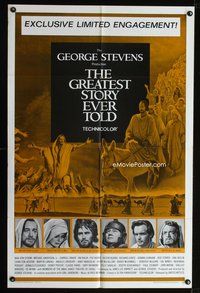 7y366 GREATEST STORY EVER TOLD 1sh '65 George Stevens, Max von Sydow as Jesus!