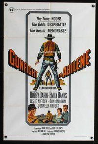 7y375 GUNFIGHT IN ABILENE 1sh '67 art of cowboy Bobby Darin in a showdown!