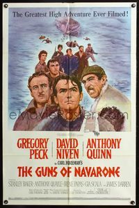7y378 GUNS OF NAVARONE 1sh '61 Gregory Peck, David Niven & Anthony Quinn by Howard Terpning!