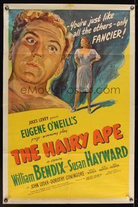 7y385 HAIRY APE 1sh '44 written by Eugene O'Neill, cool artwork of William Bendix & Susan Hayward!