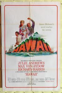 7y401 HAWAII 1sh '66 Julie Andrews, Max von Sydow, Richard Harris, written by James A. Michener!