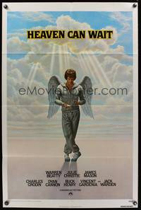 7y405 HEAVEN CAN WAIT int'l 1sh '78 art of angel Warren Beatty wearing sweats by Lettick, football!