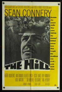 7y420 HILL 1sh '65 directed by Sidney Lumet, great close up of Sean Connery!