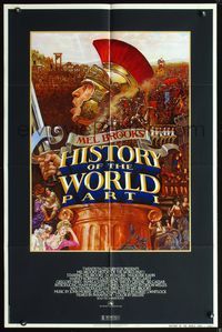 7y421 HISTORY OF THE WORLD PART I 1sh '81 artwork of gladiator Mel Brooks by John Alvin!