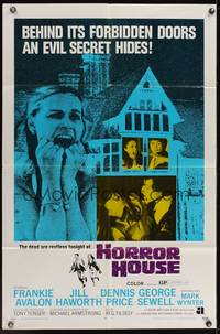7y435 HORROR HOUSE 1sh '70 behind its forbidden doors an evil secret hides, the dead are restless!