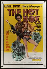 7y436 HOT BOX 1sh '72 ravaged savaged sexy babes fight back with their guns and their bodies!