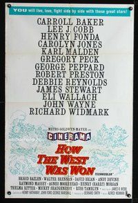 7y445 HOW THE WEST WAS WON 1sh '62 John Ford epic, Debbie Reynolds, Gregory Peck & all-star cast!