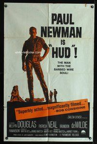 7y450 HUD 1sh '63 Paul Newman is the man with the barbed wire soul, Martin Ritt classic!