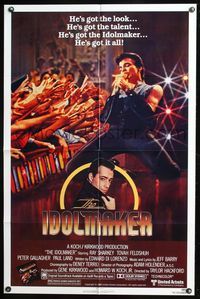 7y469 IDOLMAKER 1sh '80 Bob Marucci bio, Peter Gallagher on his knees singing in front of fans!
