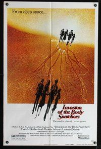 7y488 INVASION OF THE BODY SNATCHERS advance 1sh '78 Kaufman classic remake of space invaders!