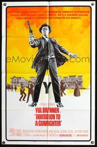 7y489 INVITATION TO A GUNFIGHTER 1sh '64 vicious killer Yul Brynner brings a town to its knees!