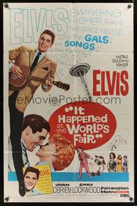 7y494 IT HAPPENED AT THE WORLD'S FAIR 1sh '63 Elvis Presley swings higher than the Space Needle!