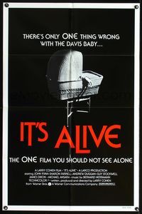 7y499 IT'S ALIVE 1sh R76 Larry Cohen, classic creepy baby carriage image!