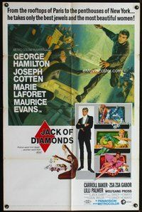 7y501 JACK OF DIAMONDS 1sh '67 George Hamilton steals jewels & sexy women from Paris to New York!