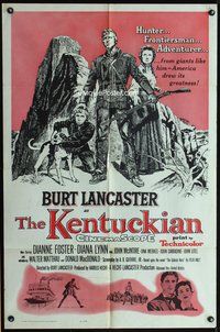 7y520 KENTUCKIAN 1sh R61 art of star & director Burt Lancaster with frontier family!