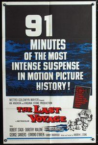 7y546 LAST VOYAGE 1sh '60 91 minutes of the most intense suspense in motion picture history!