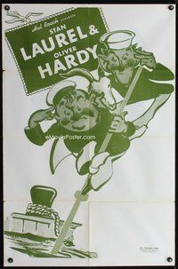 7y548 LAUREL & HARDY 1sh '50s art of wacky sailors Stan & Oliver!