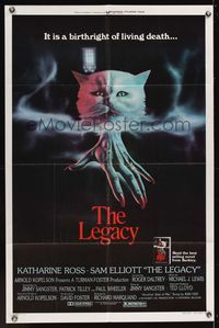 7y554 LEGACY style B 1sh '79 Katharine Ross, Sam Elliot, wild spooky cat artwork!