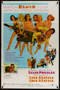 7y568 LIVE A LITTLE, LOVE A LITTLE 1sh '68 art of Elvis Presley & lots of sexy beach babes!