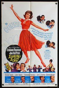 7y574 LOOKING FOR LOVE 1sh '64 great full-length art of sexy singer Connie Francis!