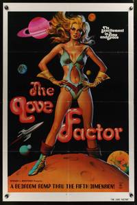 7y582 LOVE FACTOR 1sh '77 sexy sci-fi artwork of alien girl!