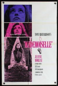 7y589 MADEMOISELLE int'l 1sh '66 sexy Jeanne Moreau, directed by Tony Richardson!